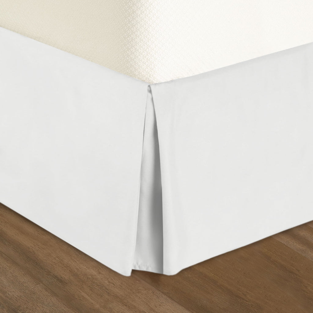 Nestl White Microfiber Pleated Tailored Bed Skirt, Queen