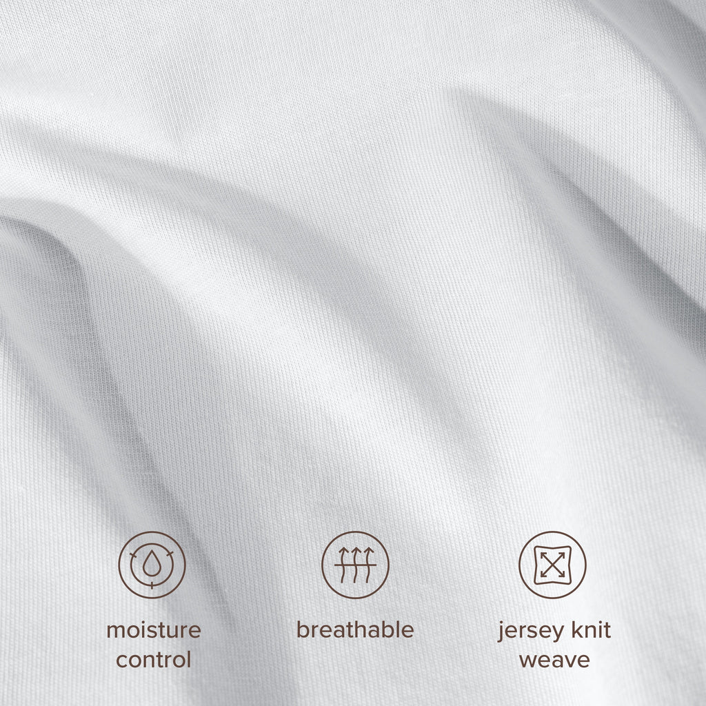 Bare Home Organic Jersey Sheet Set - 100% Organic Cotton - Deep Pocket - 4 Piece - Queen, White