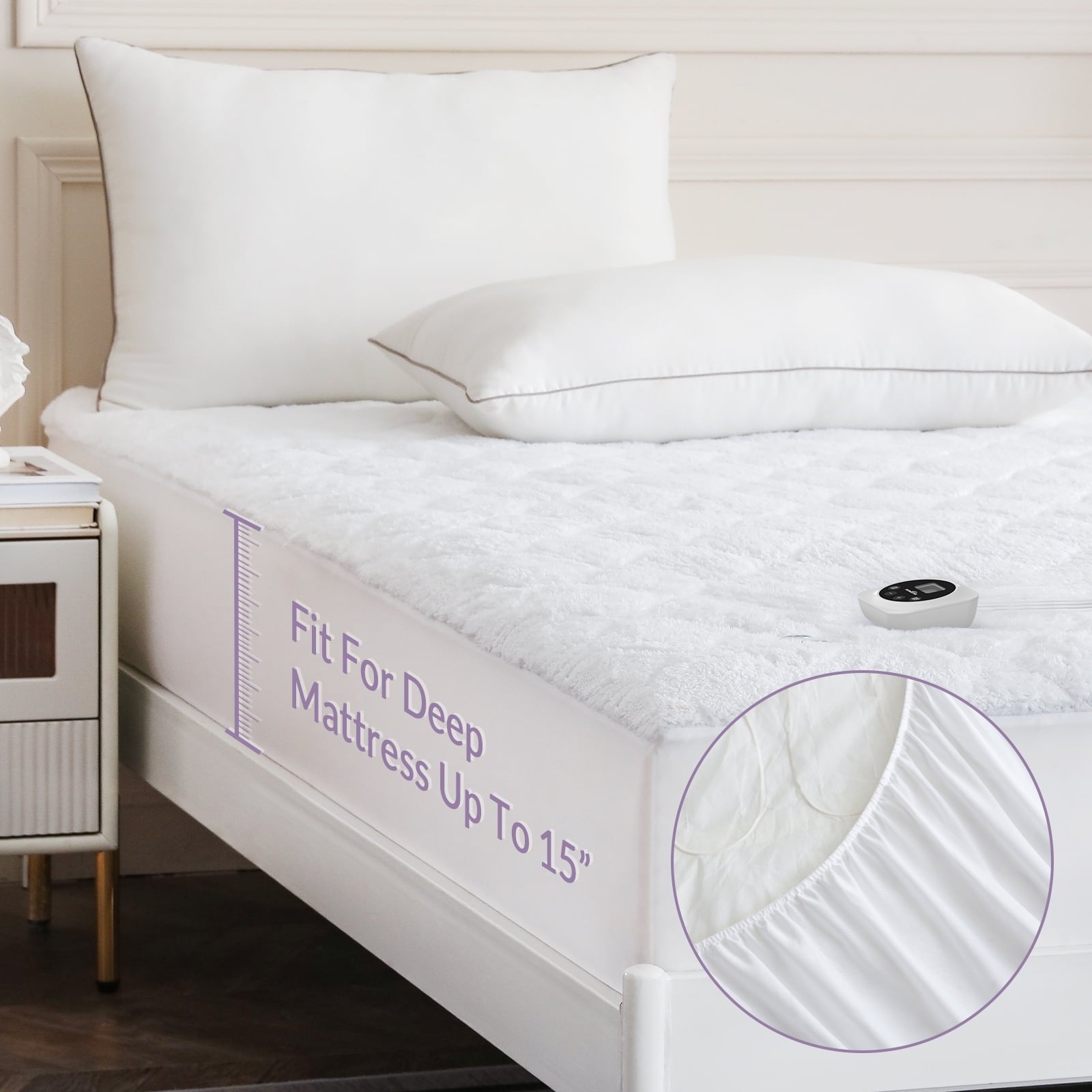 HOMLYNS Queen Size Electric Heated Mattress Pad - Zoned Dual Control 10 Heat Levels & 1-12H Timer