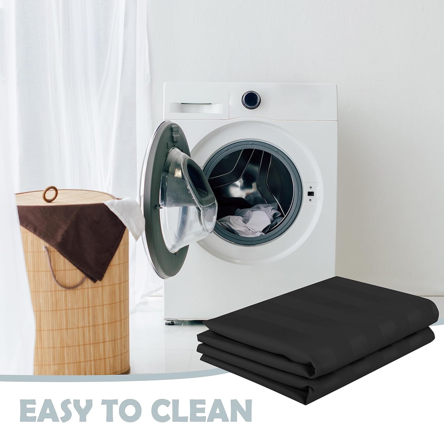 100% Egyptian Cotton Pillow Protectors Set of 2, 600 Thread Count Standard Size Bed Pillow Cases with Zipper, Sateen Weave Cooling Pillow Cases Quiet and Breathable(2PCS, Standard, Black Stripe)