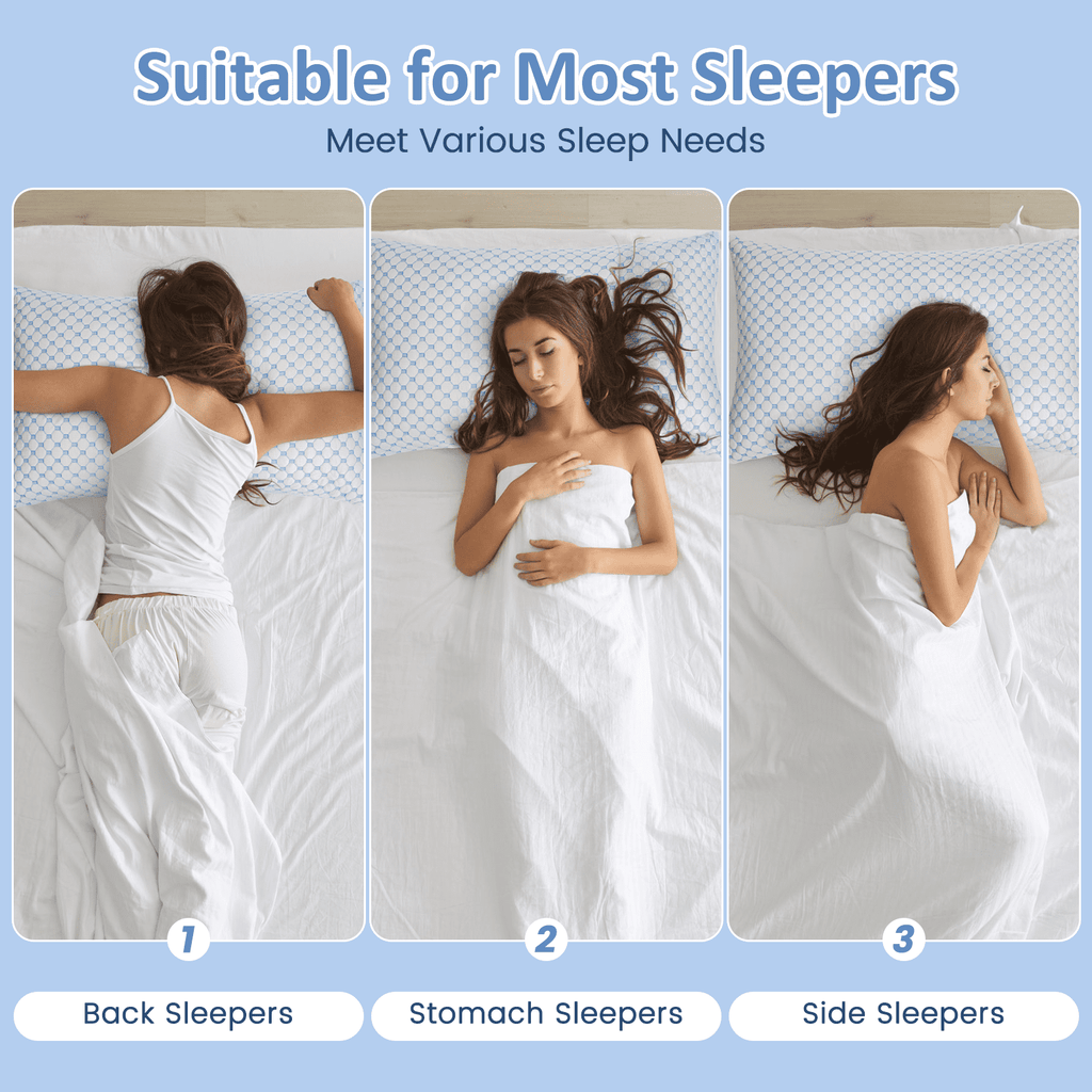 Cooling Bed Pillows Standard Size Set of 2, Shredded Memory Foam Pillows Adjustable Cool Pillow for Side Back Stomach Sleepers Luxury Gel Pillows with Washable Removable Cover