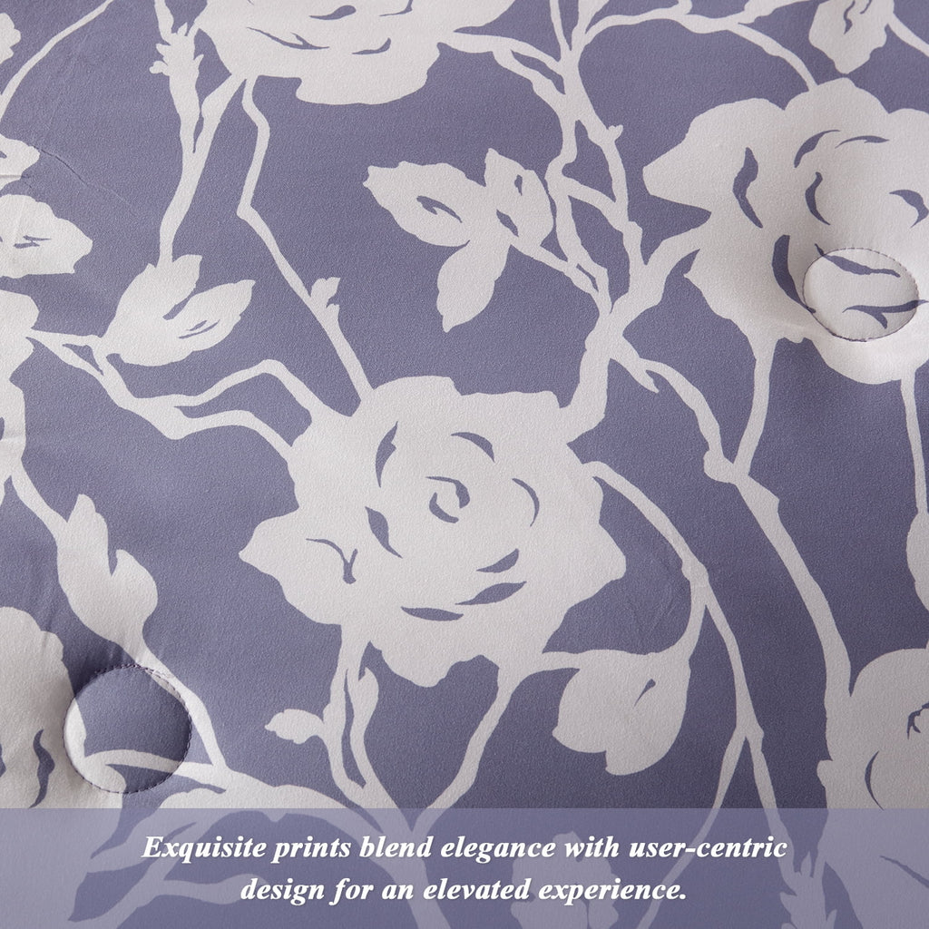 Bedtreat Twin Comforter Sets,5-Pieces Reversible Bedding Sets,Bed in a Bag with Comforter,Flat Sheet and Fitted Sheet,Pillowcase & Sham,Shangri-La,Lavender Icing