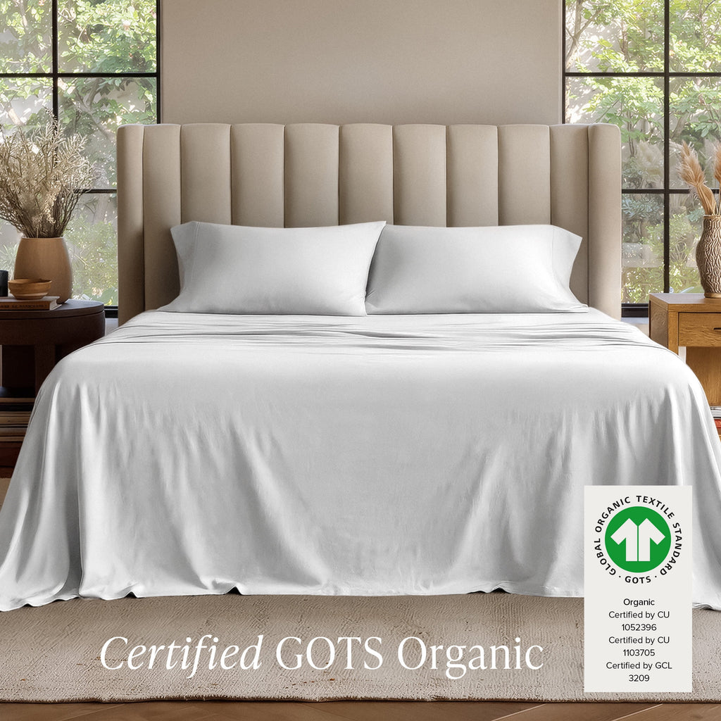 Bare Home Organic Jersey Sheet Set - 100% Organic Cotton - Deep Pocket - 4 Piece - Queen, White