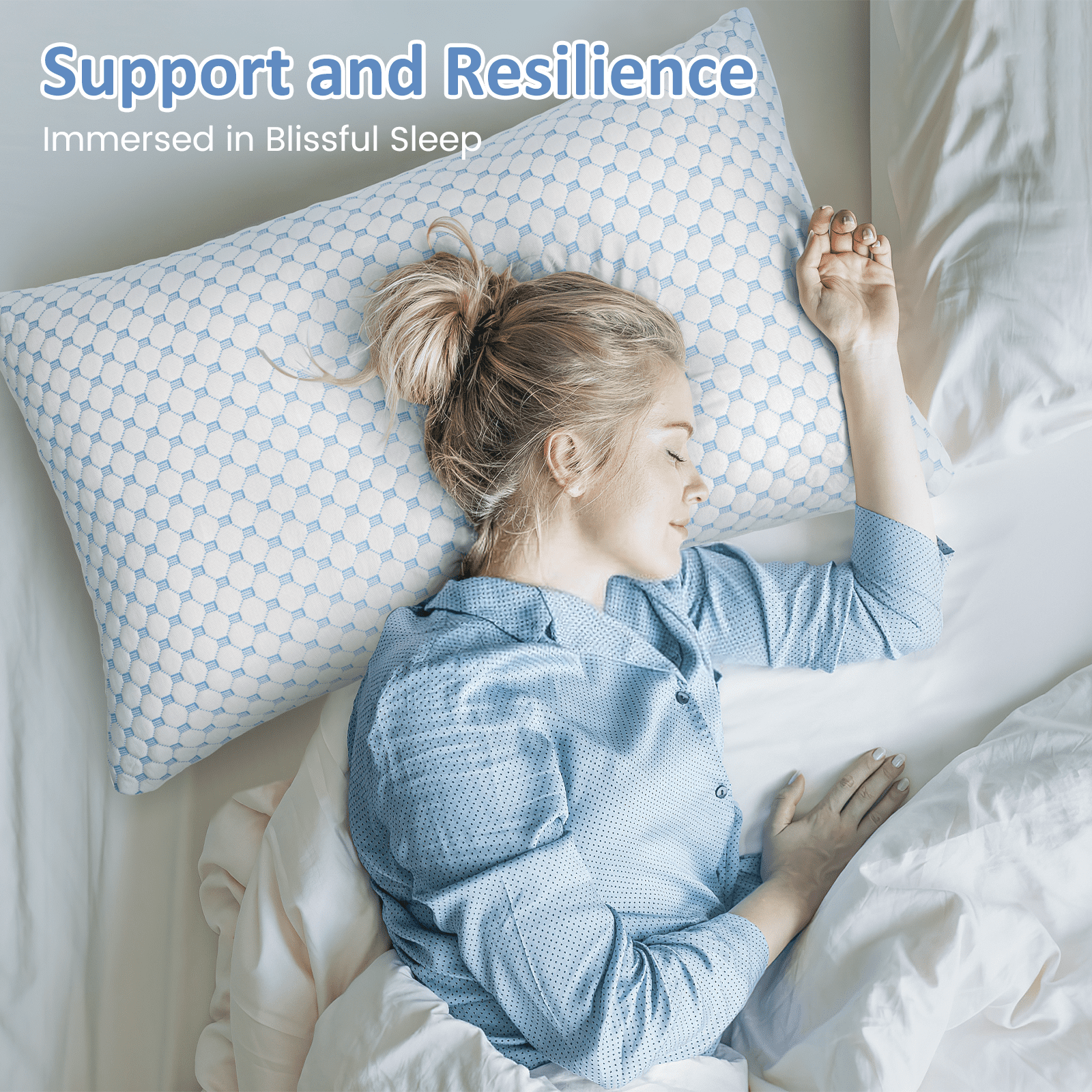 Cooling Bed Pillows Standard Size Set of 2, Shredded Memory Foam Pillows Adjustable Cool Pillow for Side Back Stomach Sleepers Luxury Gel Pillows with Washable Removable Cover