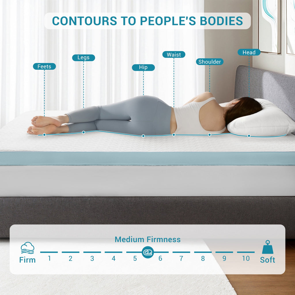 SONORO KATE 3 Inch Gel Memory Foam Mattress Topper with Cooling Bamboo Cover, High Density Non-Slip Mattress Pad for Pressure Relief, CertiPUR-US Certified, Queen