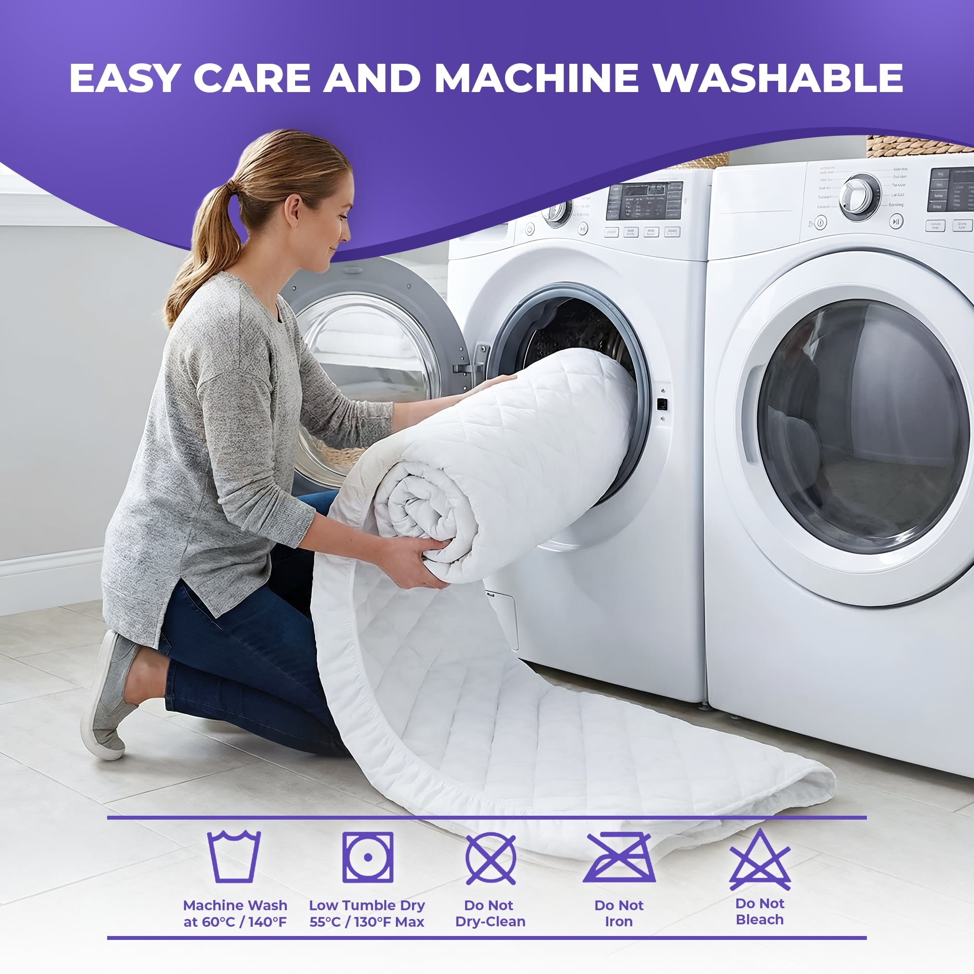 Tawfeeq Linens Waterproof Mattress Protector - Queen - Quilted, Breathable & Noiseless with Deep Pocket Elastic Skirt