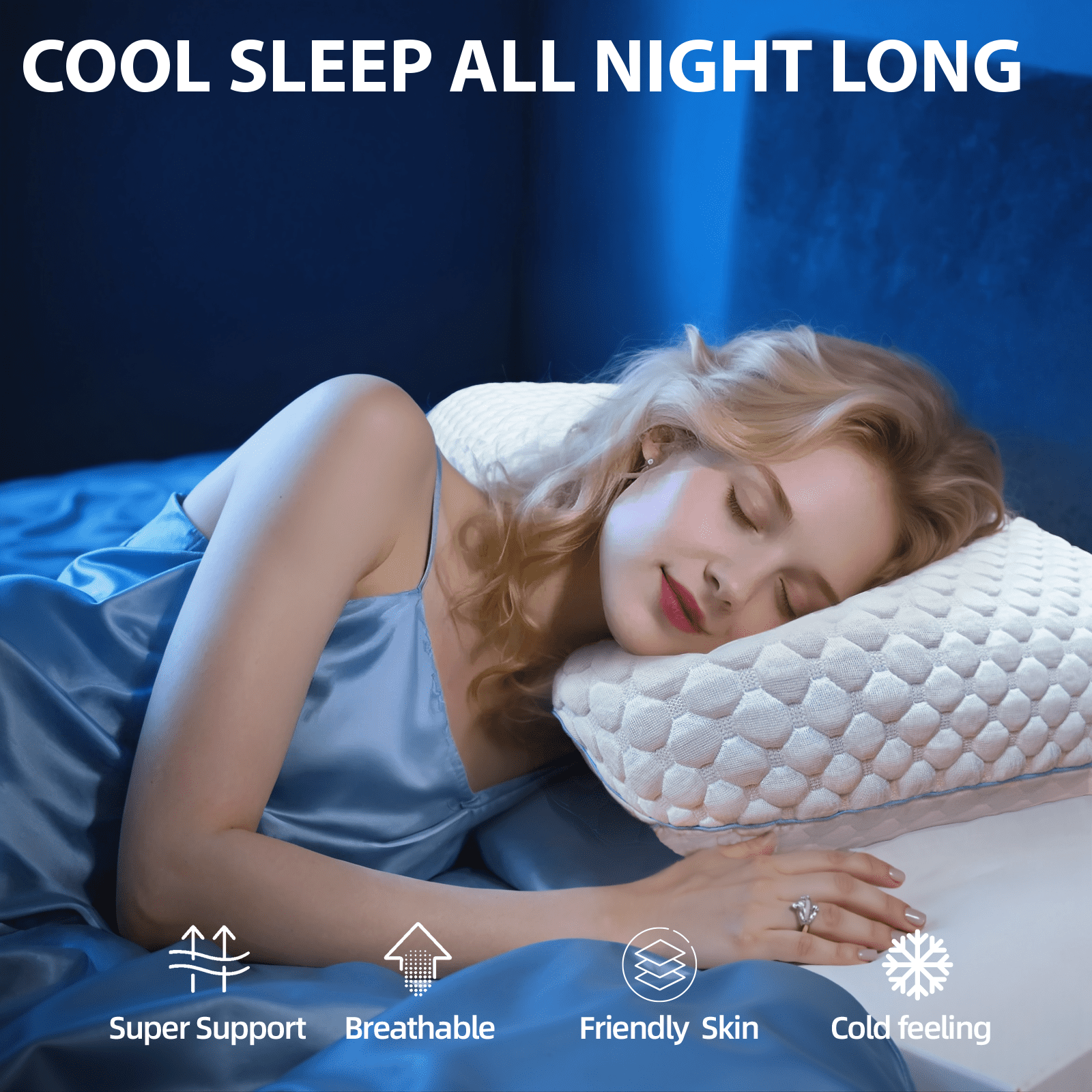 COOKEY Cooling Gel Memory Foam Pillow for Sleeping, Firm Bed Pillow with Washable Cover, for Side, Back and Stomach Sleepers,Standard Size 16" x 24"