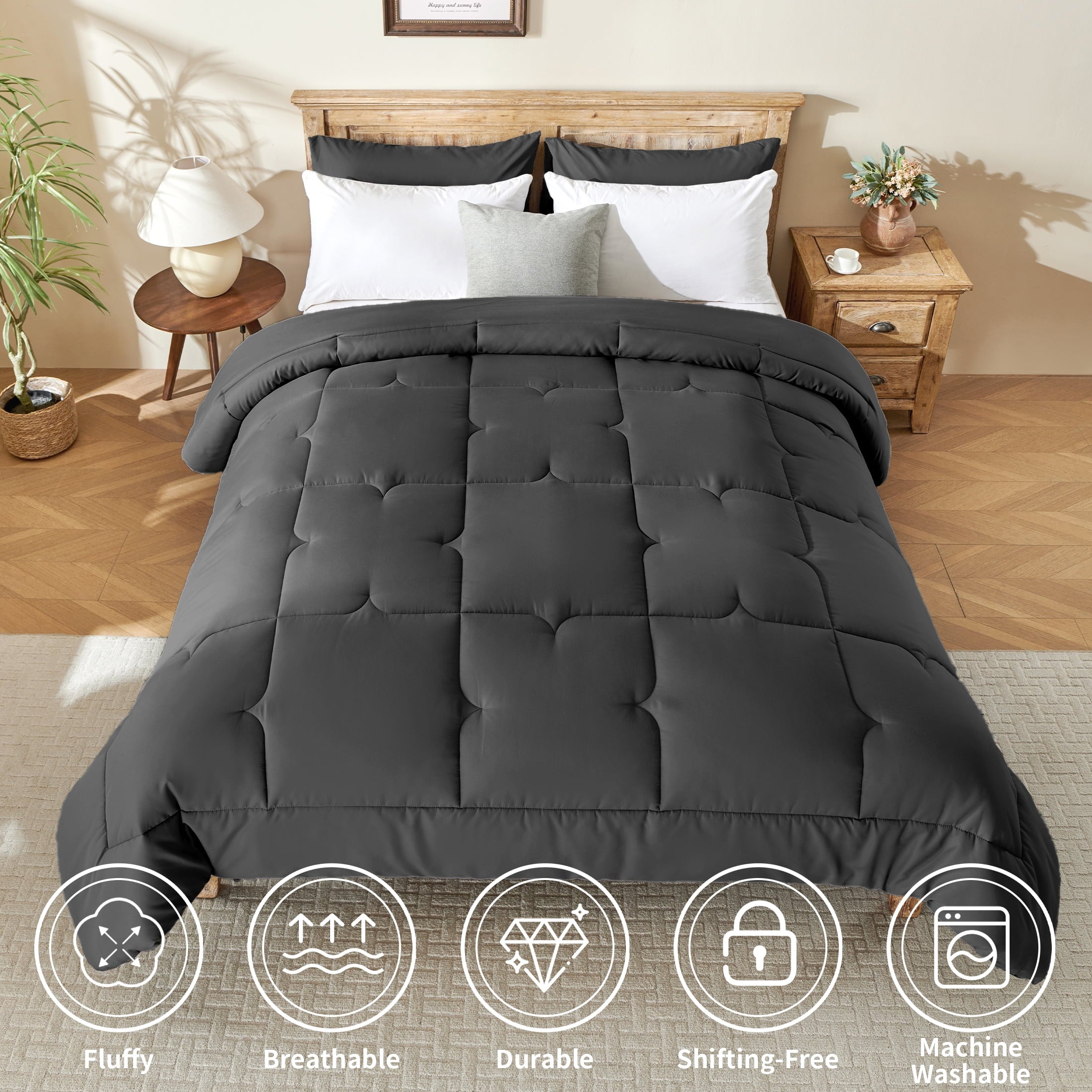 CIVETET 3-Piece Queen Comforter Set - All-Season Down Alternative Bedding Bundle with 2 Pillow Shams, Premium Soft Bedding Set Machine Washable