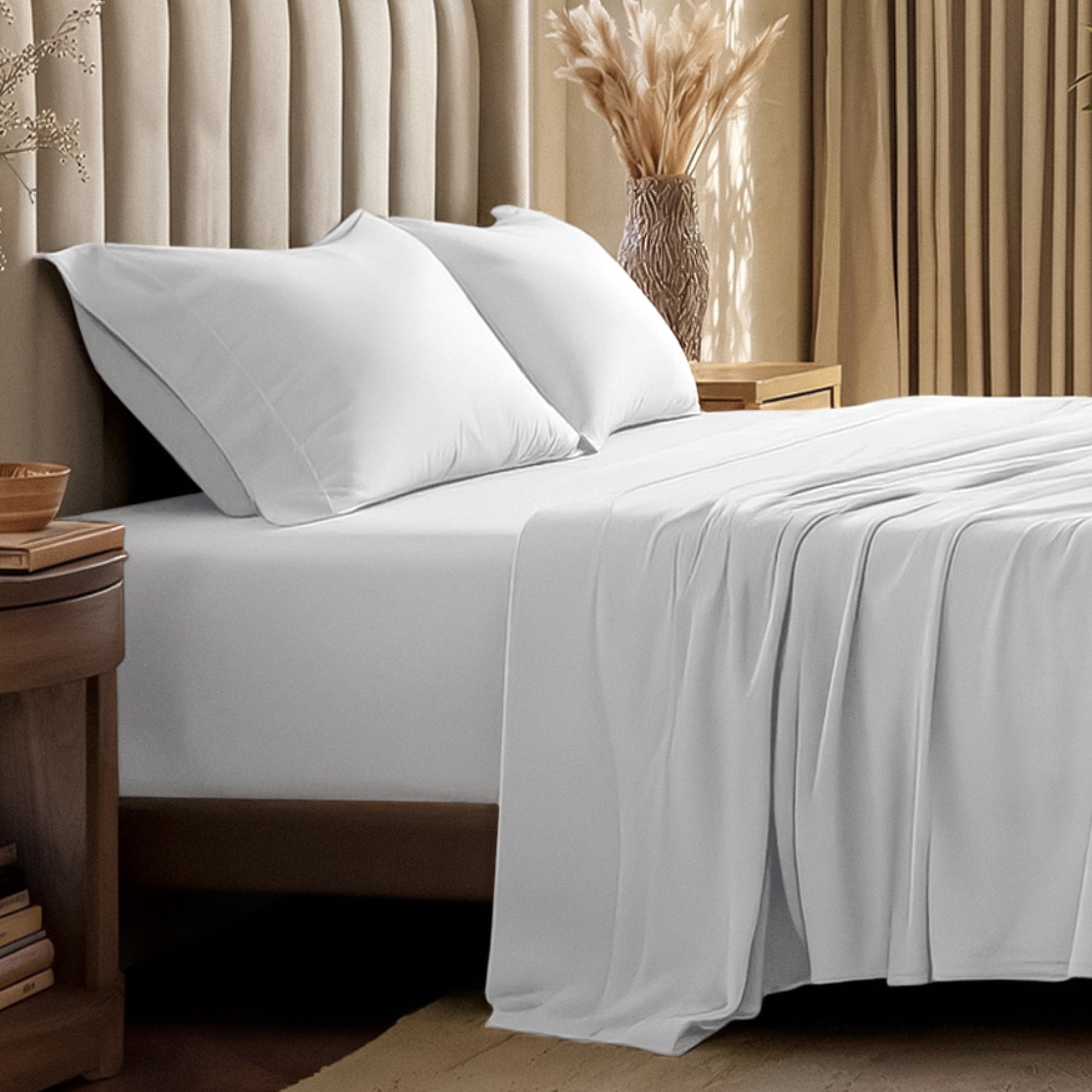 Bare Home Organic Jersey Sheet Set - 100% Organic Cotton - Deep Pocket - 4 Piece - Queen, White