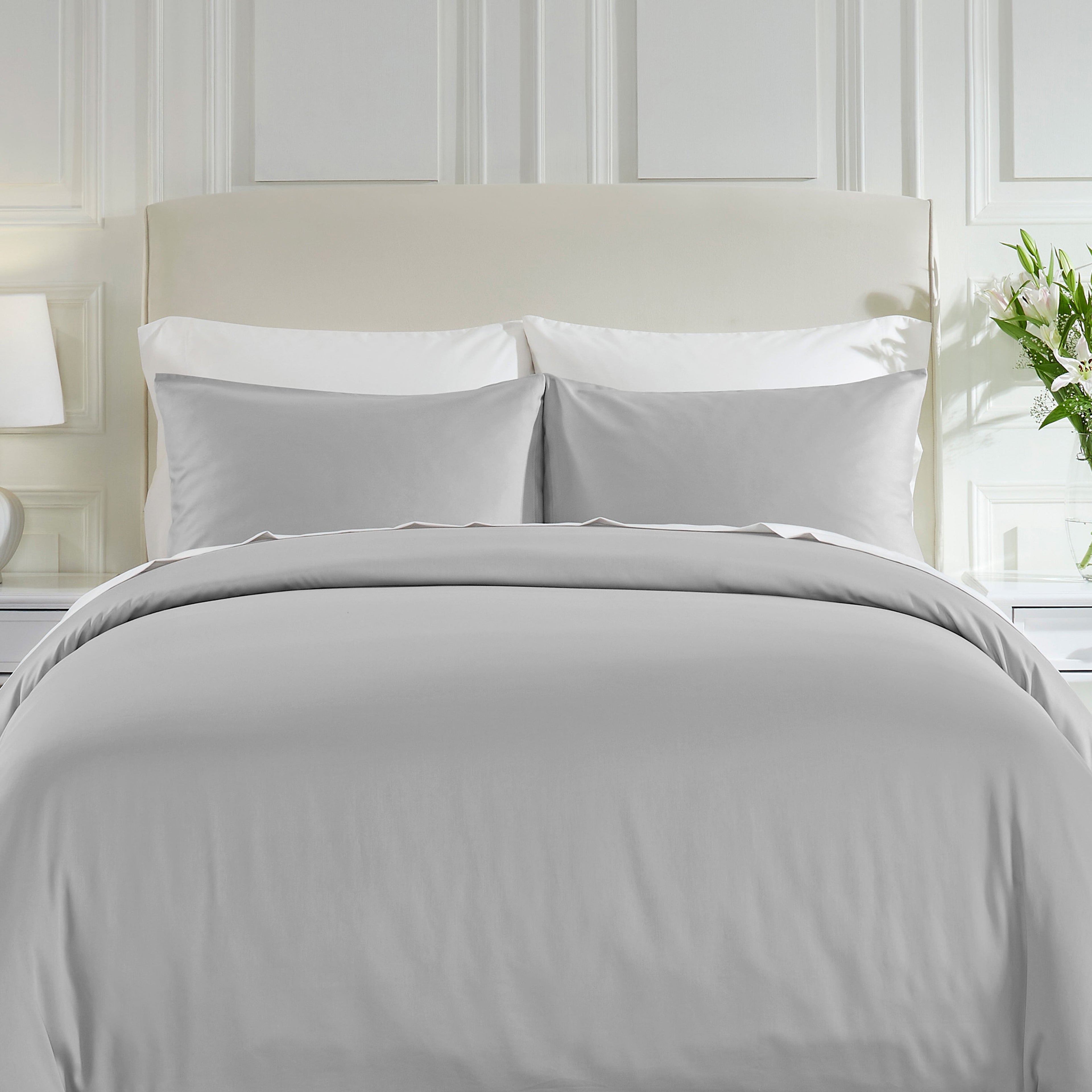 California Design Den White Duvet Cover Queen - 400 Thread Count 100% Cotton, Quality Comforter Cover, Soft Sateen, Bright White