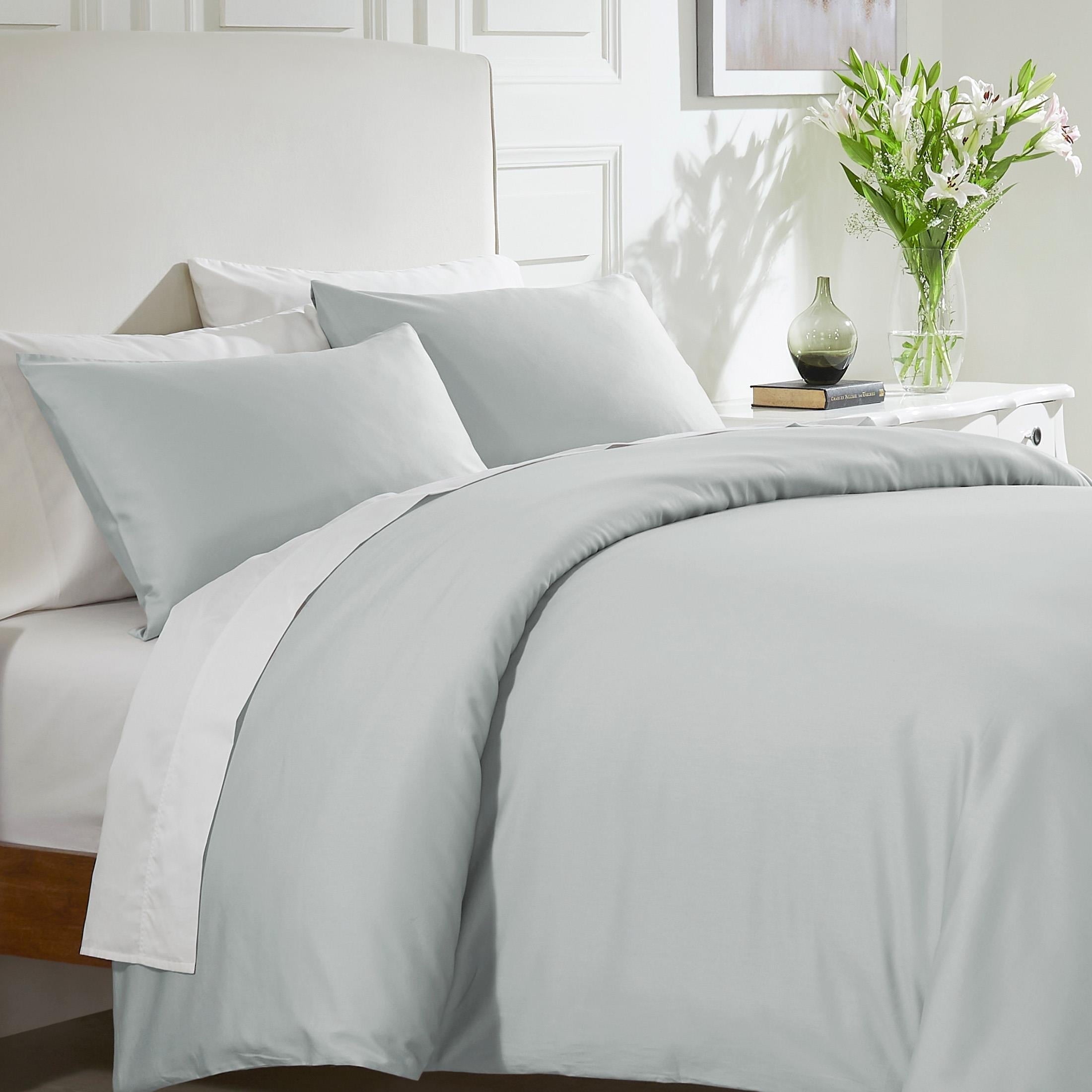 California Design Den White Duvet Cover Queen - 400 Thread Count 100% Cotton, Quality Comforter Cover, Soft Sateen, Bright White
