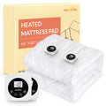HOMLYNS Queen Size Electric Heated Mattress Pad - Zoned Dual Control 10 Heat Levels & 1-12H Timer