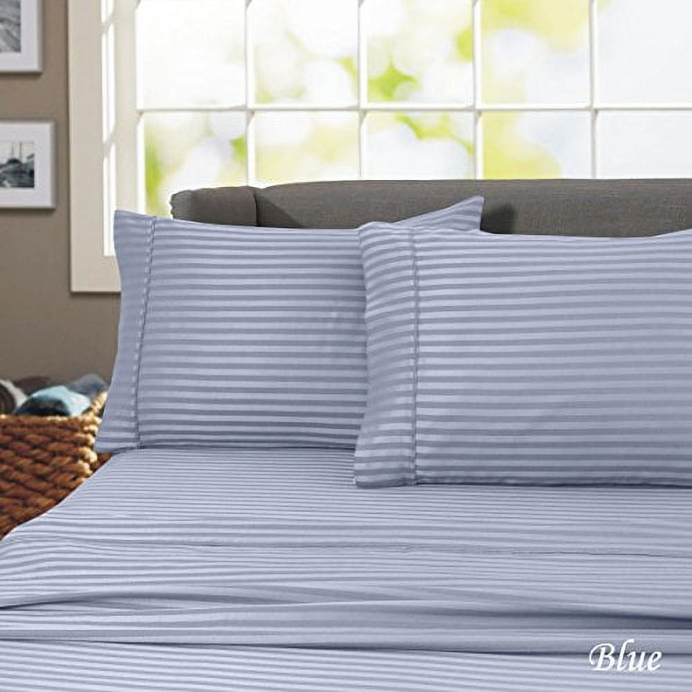 Hotel 600 Thread Count 100% Egyptian Cotton Quality Striped Sheet Set (Twin, White)