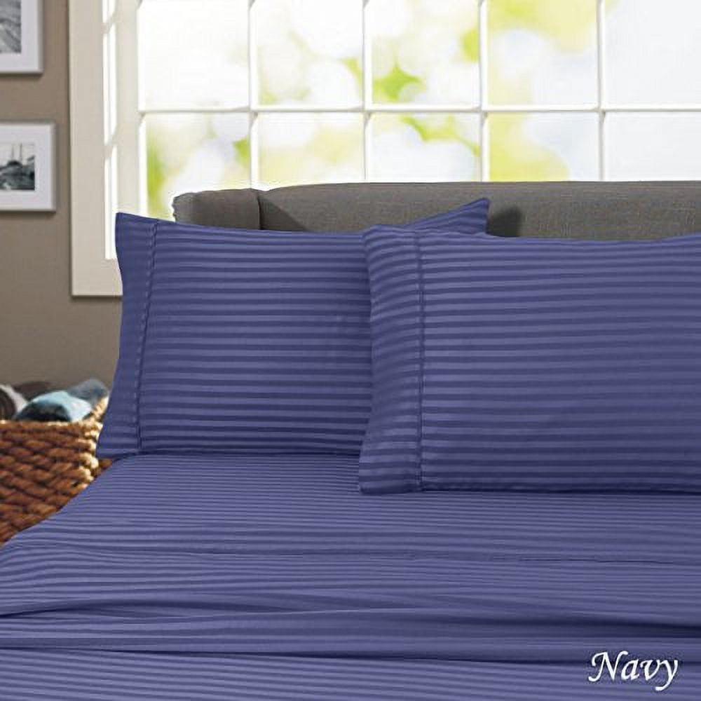 Hotel 600 Thread Count 100% Egyptian Cotton Quality Striped Sheet Set (Twin, White)