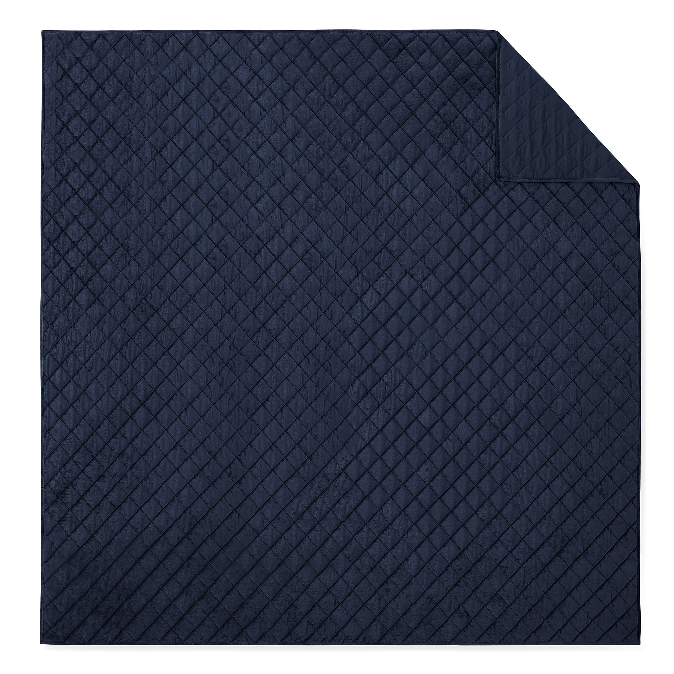 Pawz Navy Blue Full/Queen 90"x92" Soft Corduroy and Microfiber Velvet Quilt, for Adults and Teens
