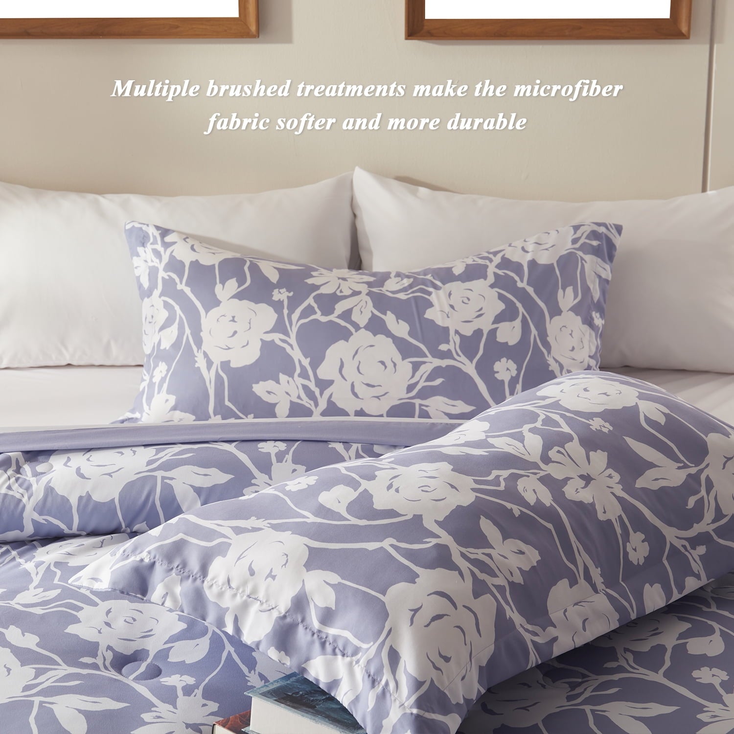 Bedtreat Twin Comforter Sets,5-Pieces Reversible Bedding Sets,Bed in a Bag with Comforter,Flat Sheet and Fitted Sheet,Pillowcase & Sham,Shangri-La,Lavender Icing