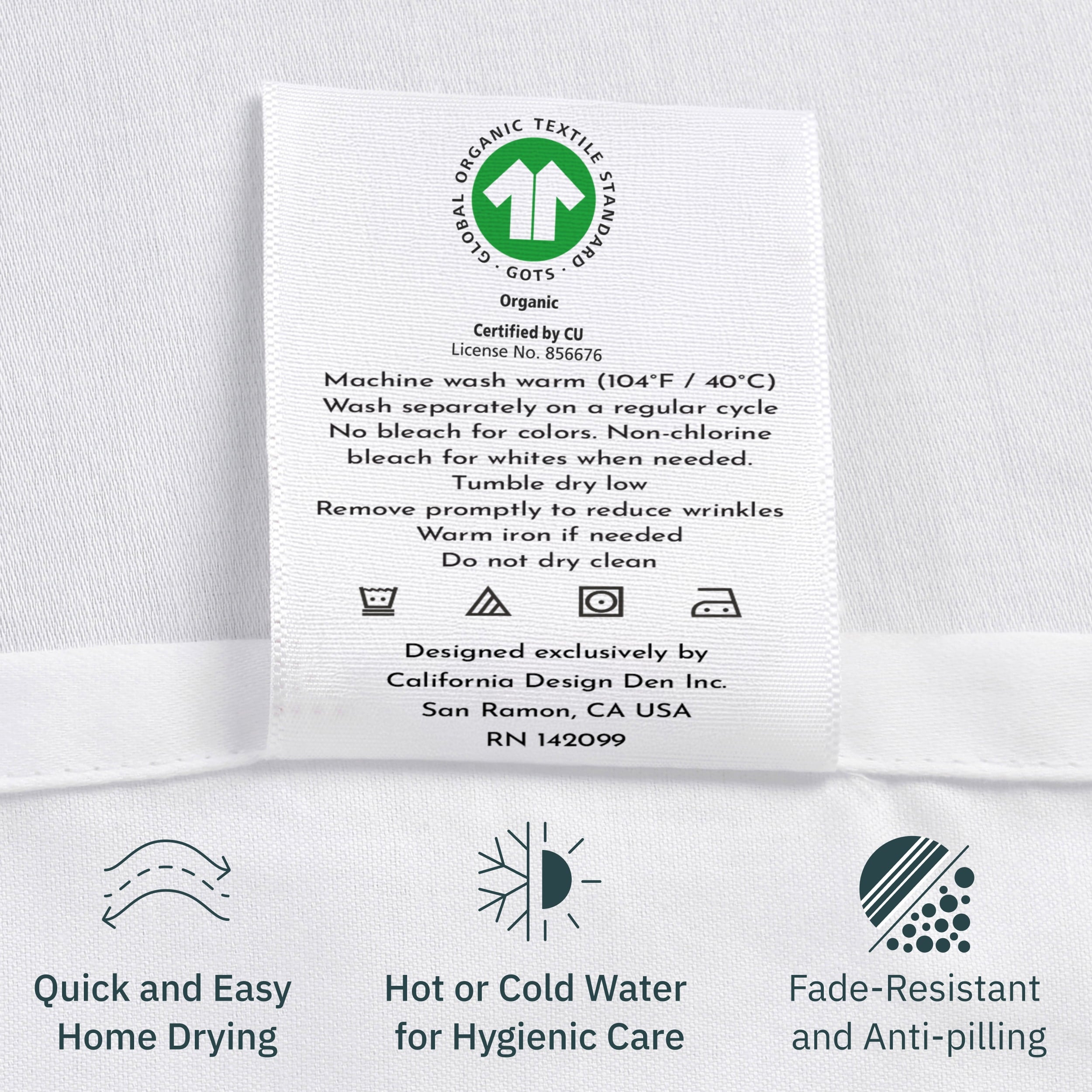 California Design Den Queen Sheets, 100% Organic Cotton Sheets - Percale Sheets - Soft, Crisp Sheets, Deep Pockets, 4 Piece Bed Sheet Set, Bright White