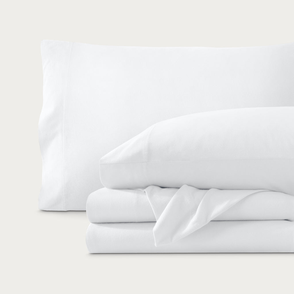 Bare Home Organic Jersey Sheet Set - 100% Organic Cotton - Deep Pocket - 4 Piece - Queen, White