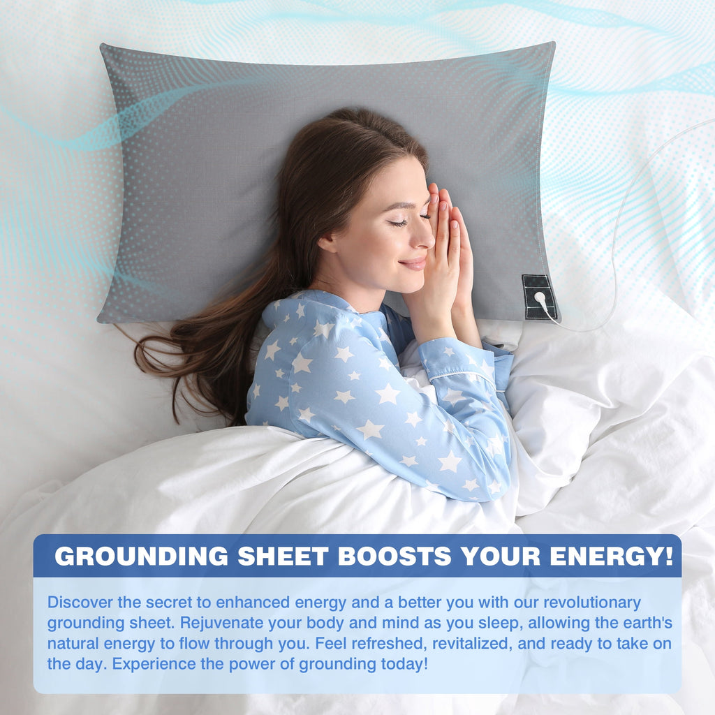 Grounding Sheets King Size 90% Organic Cotton 10% Pure Silver Fiber Grounding Sheet Earth Connected Bedding with Grounding Cord Twin 76x80x13in