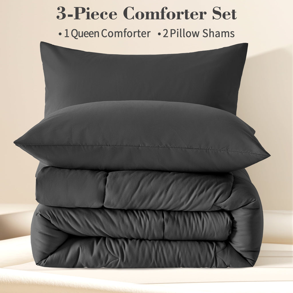 CIVETET 3-Piece Queen Comforter Set - All-Season Down Alternative Bedding Bundle with 2 Pillow Shams, Premium Soft Bedding Set Machine Washable