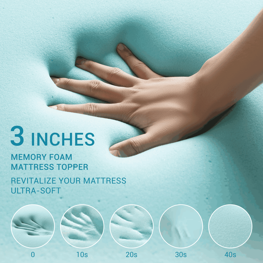 SONORO KATE 3 Inch Gel Memory Foam Mattress Topper with Cooling Bamboo Cover, High Density Non-Slip Mattress Pad for Pressure Relief, CertiPUR-US Certified, Queen